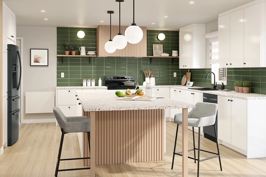 Góc bếp Bắc Âu ấm cúng với gam màu sáng nhã nhặn