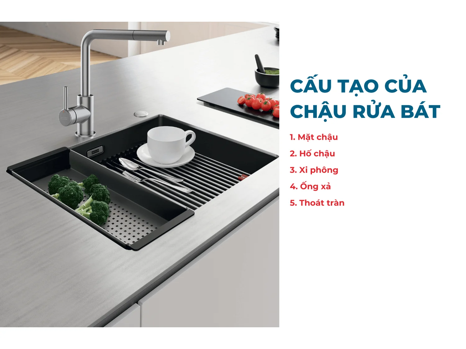 Cấu tạo của chậu rửa bát