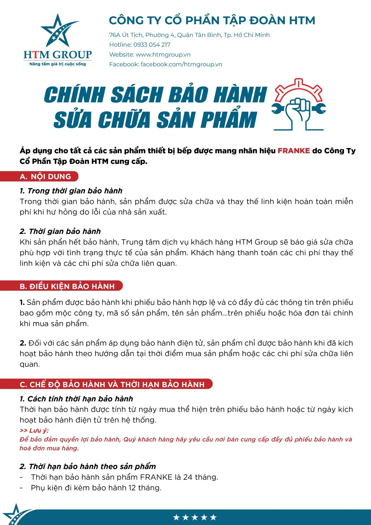 chính sách bảo hành