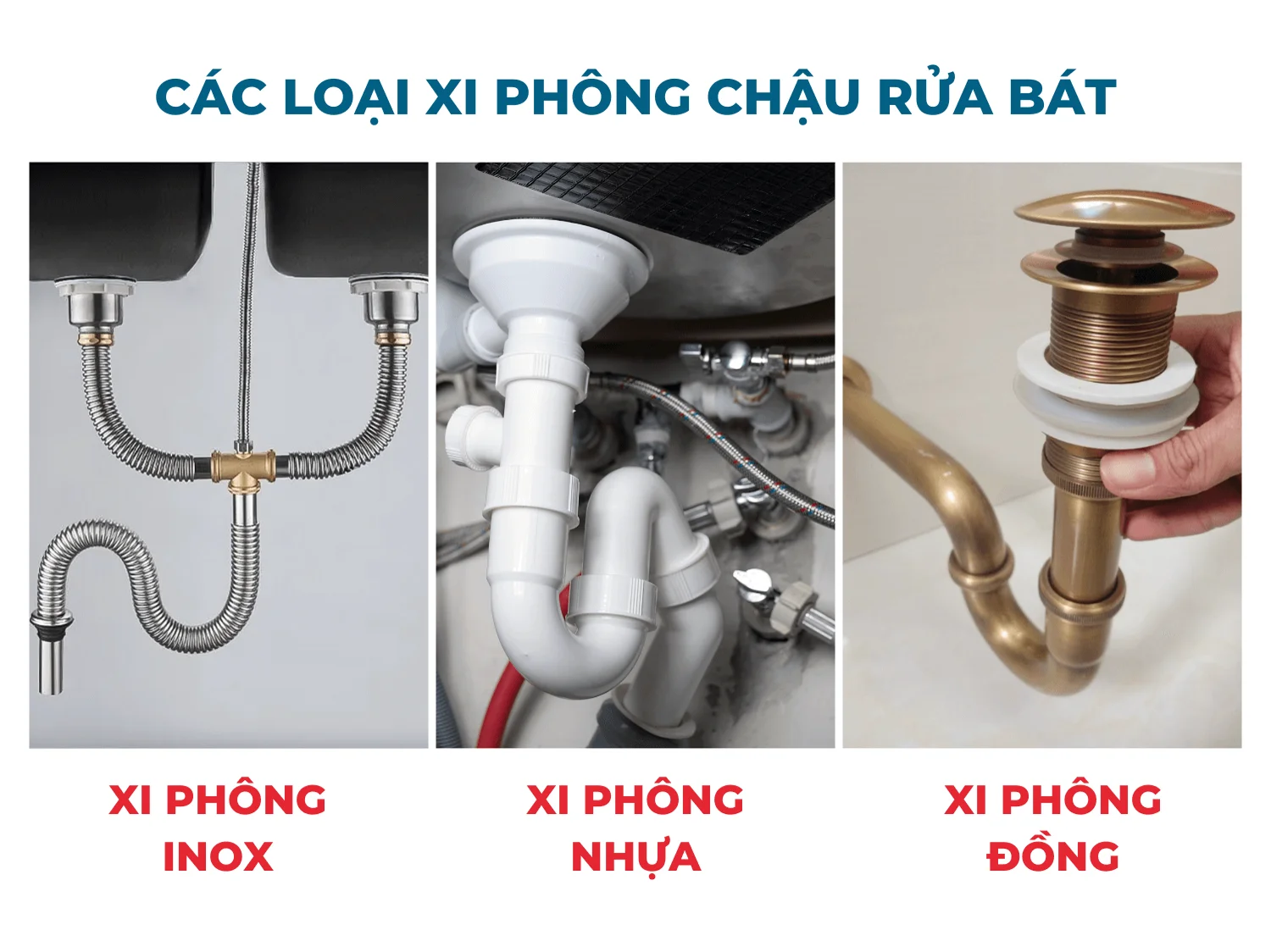 Các loại xi phông chậu rửa bát phổ biến